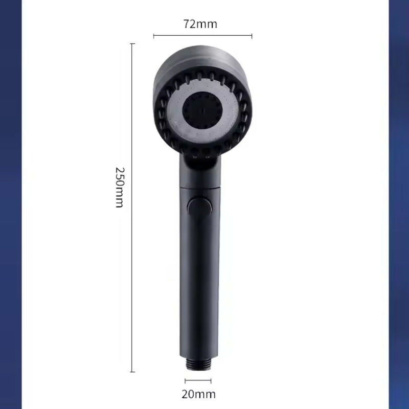 High Pressure Massage Shower Head with Filter and Scalp Brush 3 Mode Water Saving Handheld Spray Gunmetal Grey